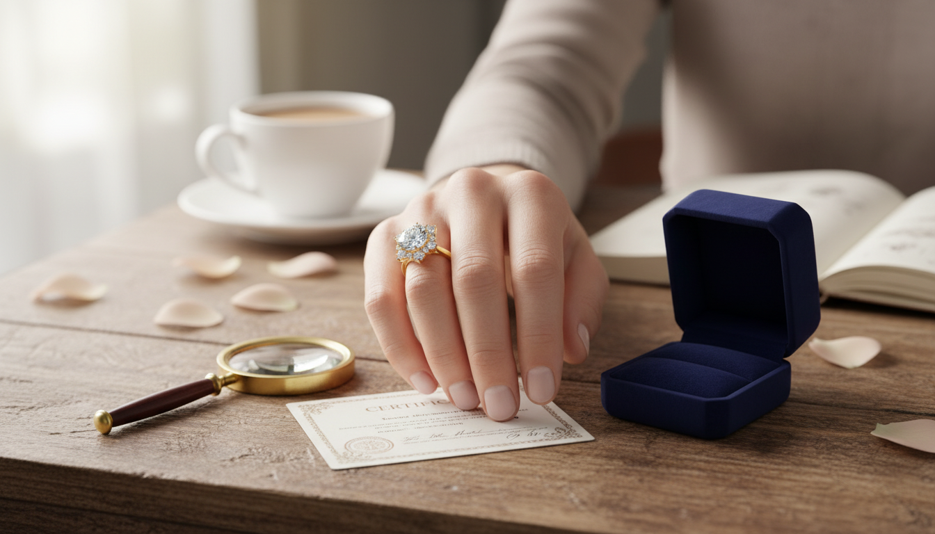 8ct Round Moissanite Engagement Ring with GRA Guide